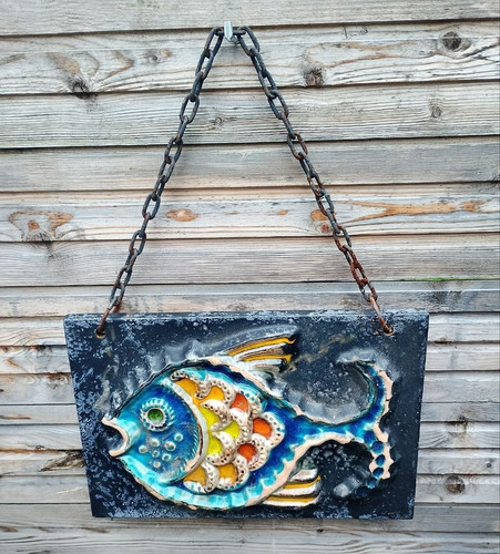 Vintage wandbild fisch - vintage, relief