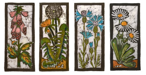 Wandbehänge floral batik - wandbehänge,,