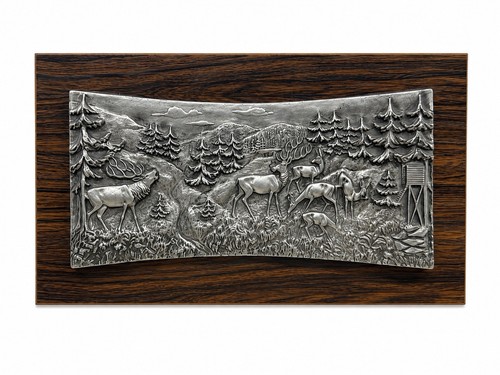 Wandbild relief hirsche wald - hirsche,